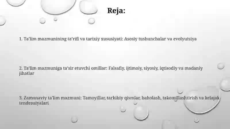 Ta'lim mazmunining belgilanishi va uning tarixiy xarakterini tahlil qiling 2
