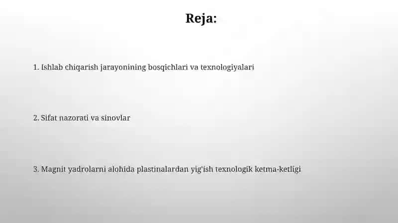 Alohida plastinalardan yig‘iladigan magnit o‘zaklarni tayyorlash texnologik ketma ketligi 2