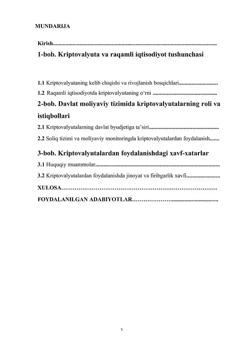 Davlatning moliyaviy tizimida kriptovalyutalardan foydalanish istiqbollari va xavflari 2