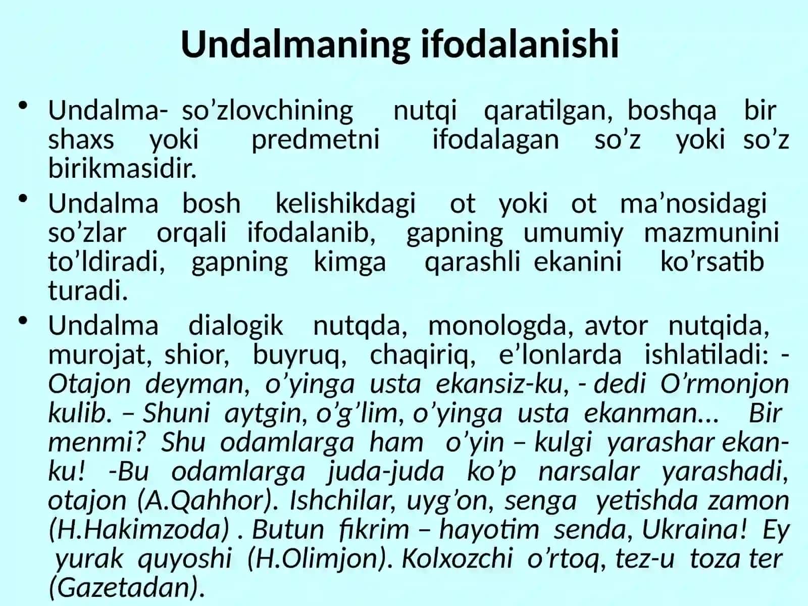 Undalma. Gapning kirish va kiritma kengaytiruvchilari 2