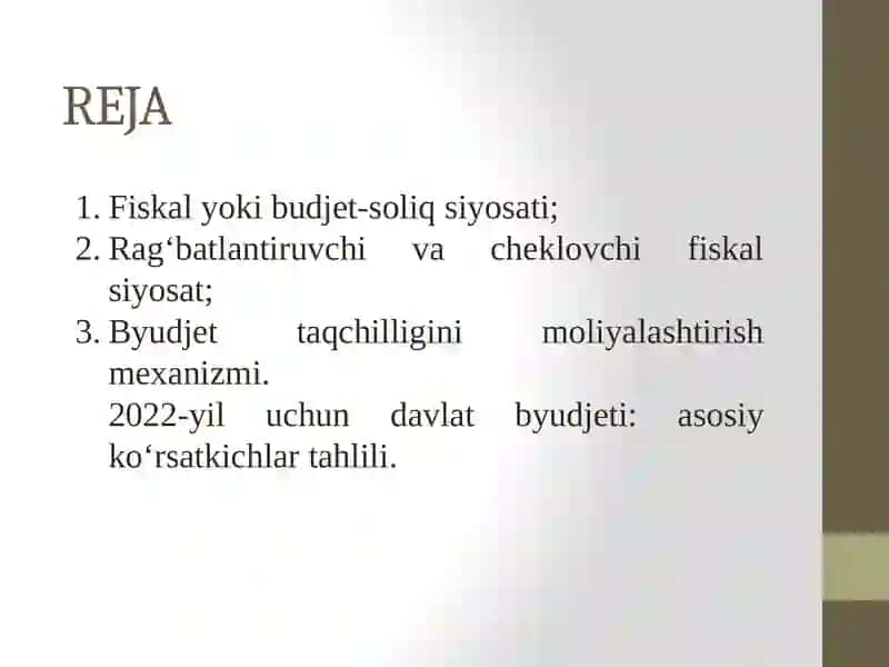 FISKAL HISOBLAR VA ULARNING TAHLILI. INVESTITSIYA 2