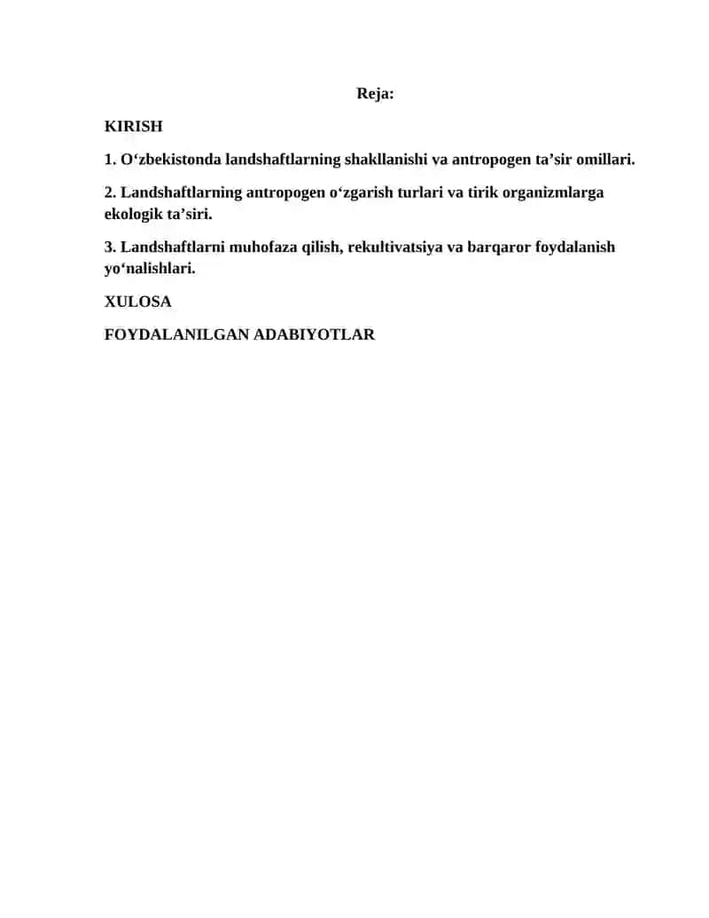 Oʻzbekistonda landshaftlarning antropogen oʻzgarishi va uning tirik organizmlarga taʼsiri 2