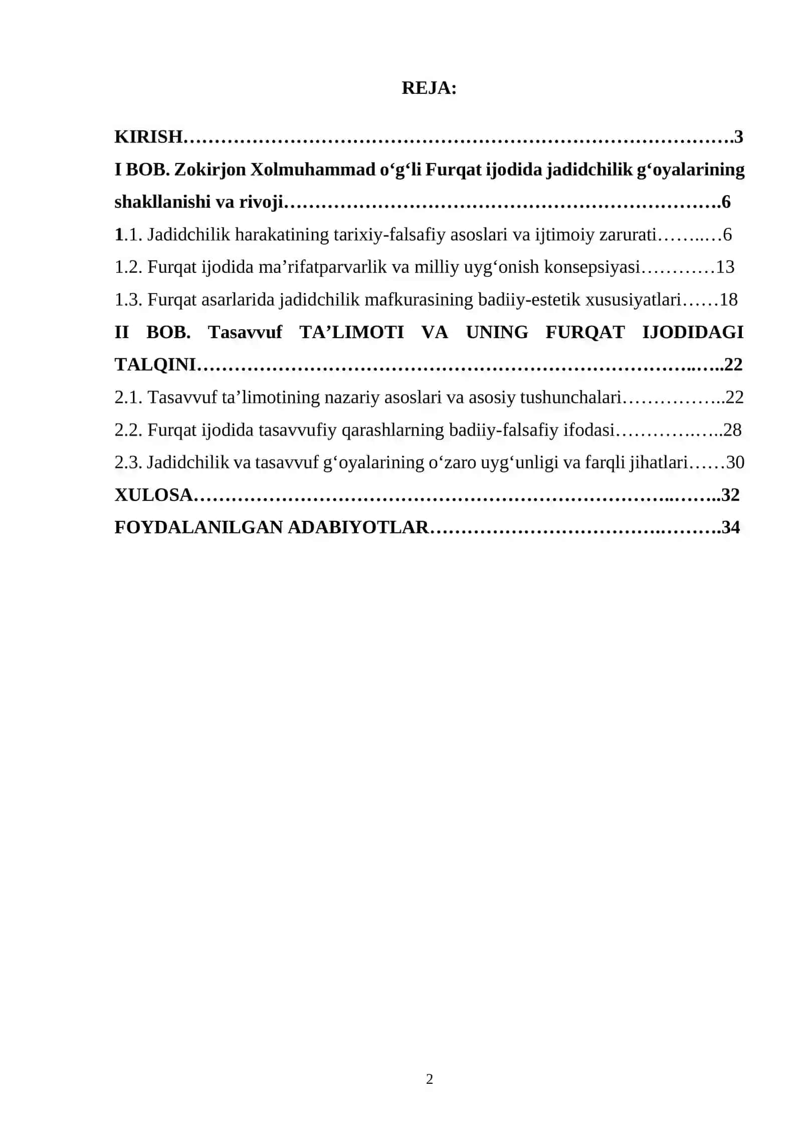 Furkat va jadidchilik. Tasavvuf talimotiga oid qarashlar 2