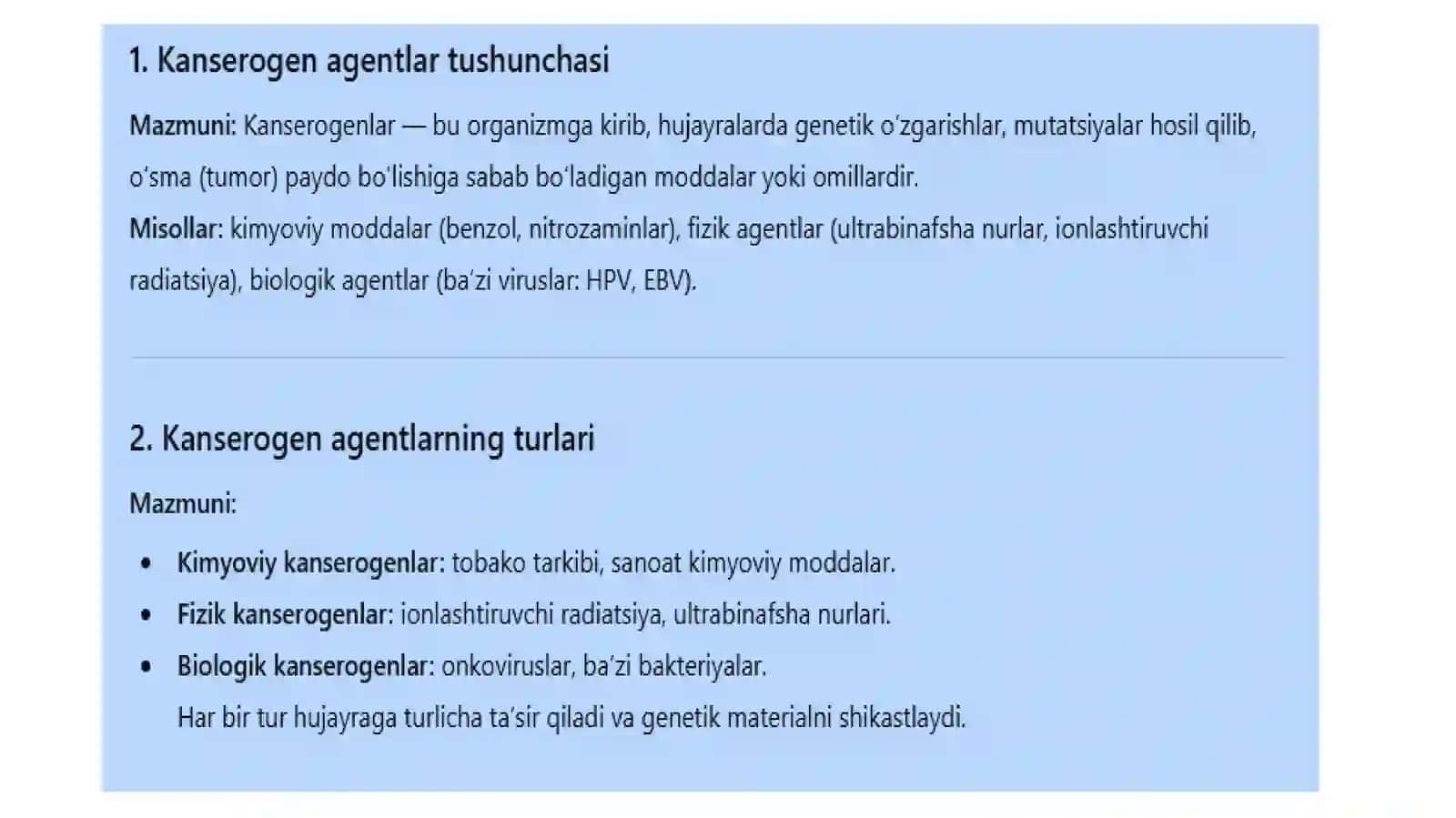 Kanserogen agentlar va ularni hujayra bilan o'zaro ta'siri 2