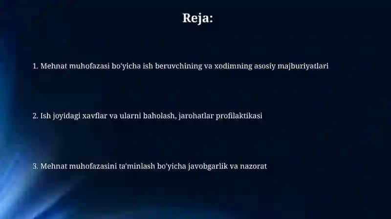 Xodim va ish beruvchining mehnat muhofazasiga oid majburiyatlari 2