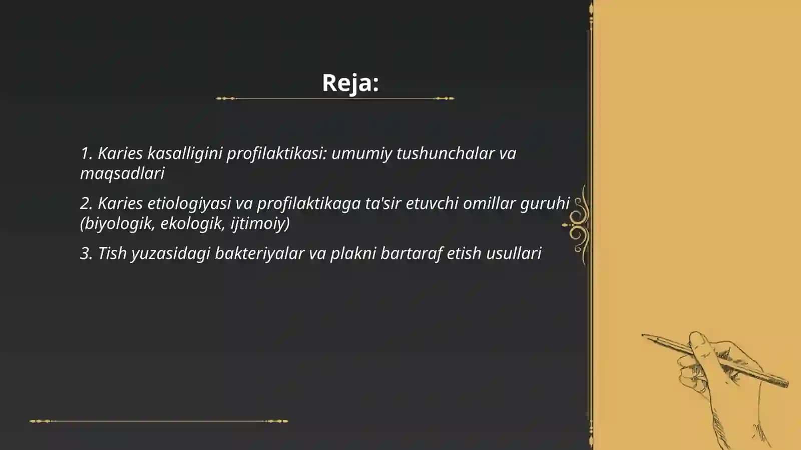 Karies kasalligini profilaktikasi. Kariesni profilaktik omillar guruhi haqida ma'lumot 2