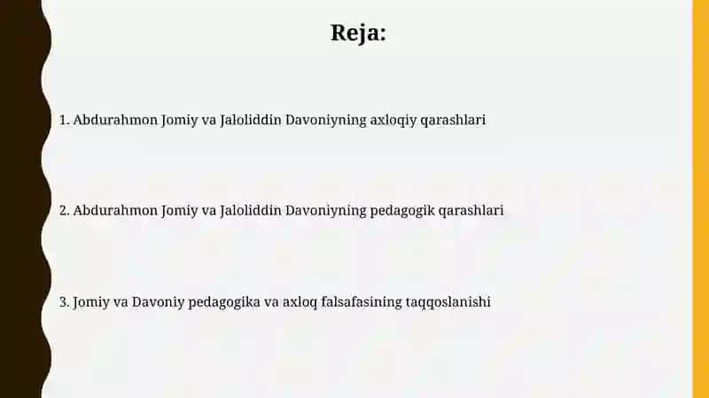 Abdurahmon Jomiyning ga Jaloliddin Dovoniyning ta'limiyaxloqiyqarashlari 2