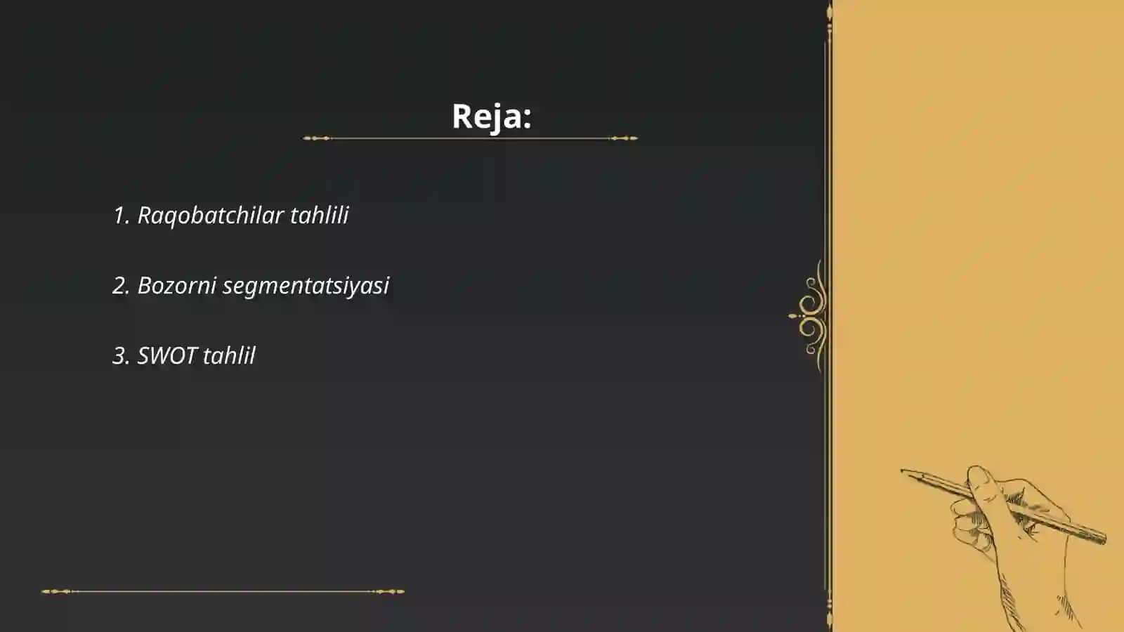 Raqobatchilarni va bozorni baholash usuli va kursatgichlari 2