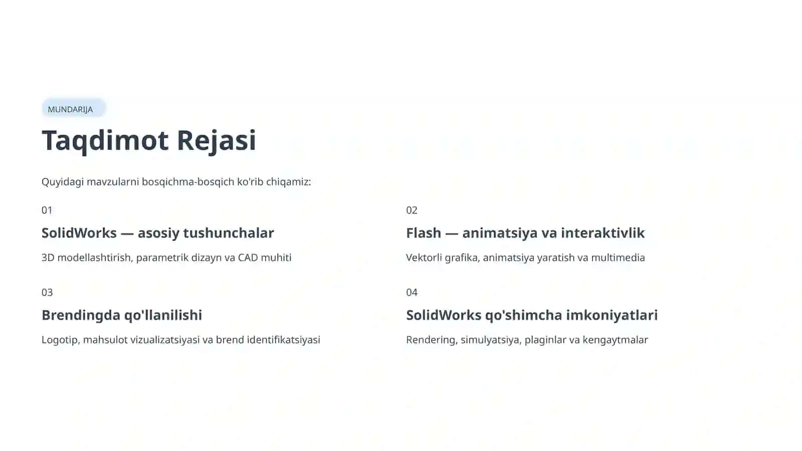 Grafik Dizayn, Animatsiya va Brendingda SolidWorks va Flash Dasturlari 2