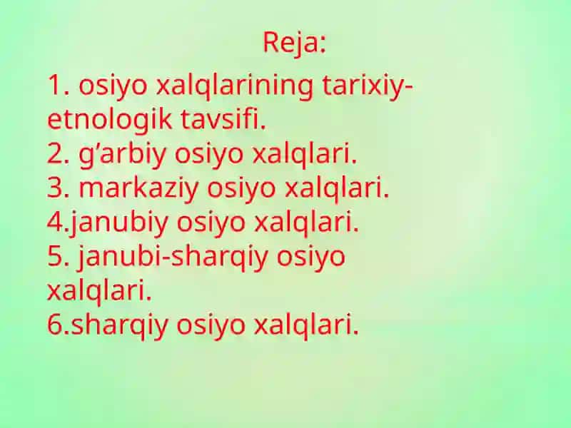 Osiyo xalqlari etnologiyasi 2