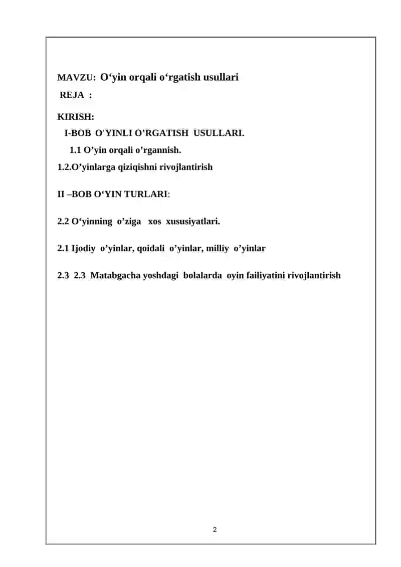 Oʻyin orqali oʻrgatish usullari 2