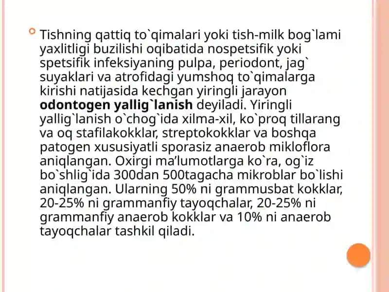 Bolalar jarrrohlik stomatologiyasi mustaqilish 2