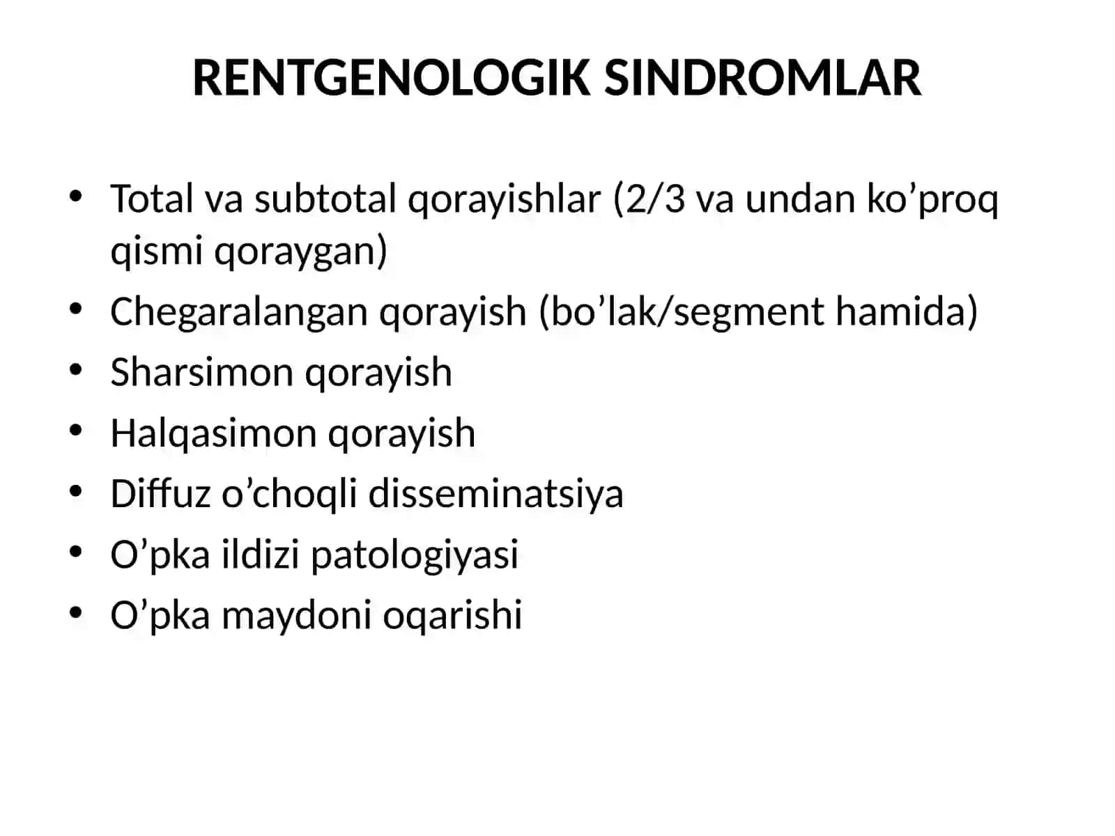 O’pka  rentgenologik sindromi – Sharsimon soyalanish 2