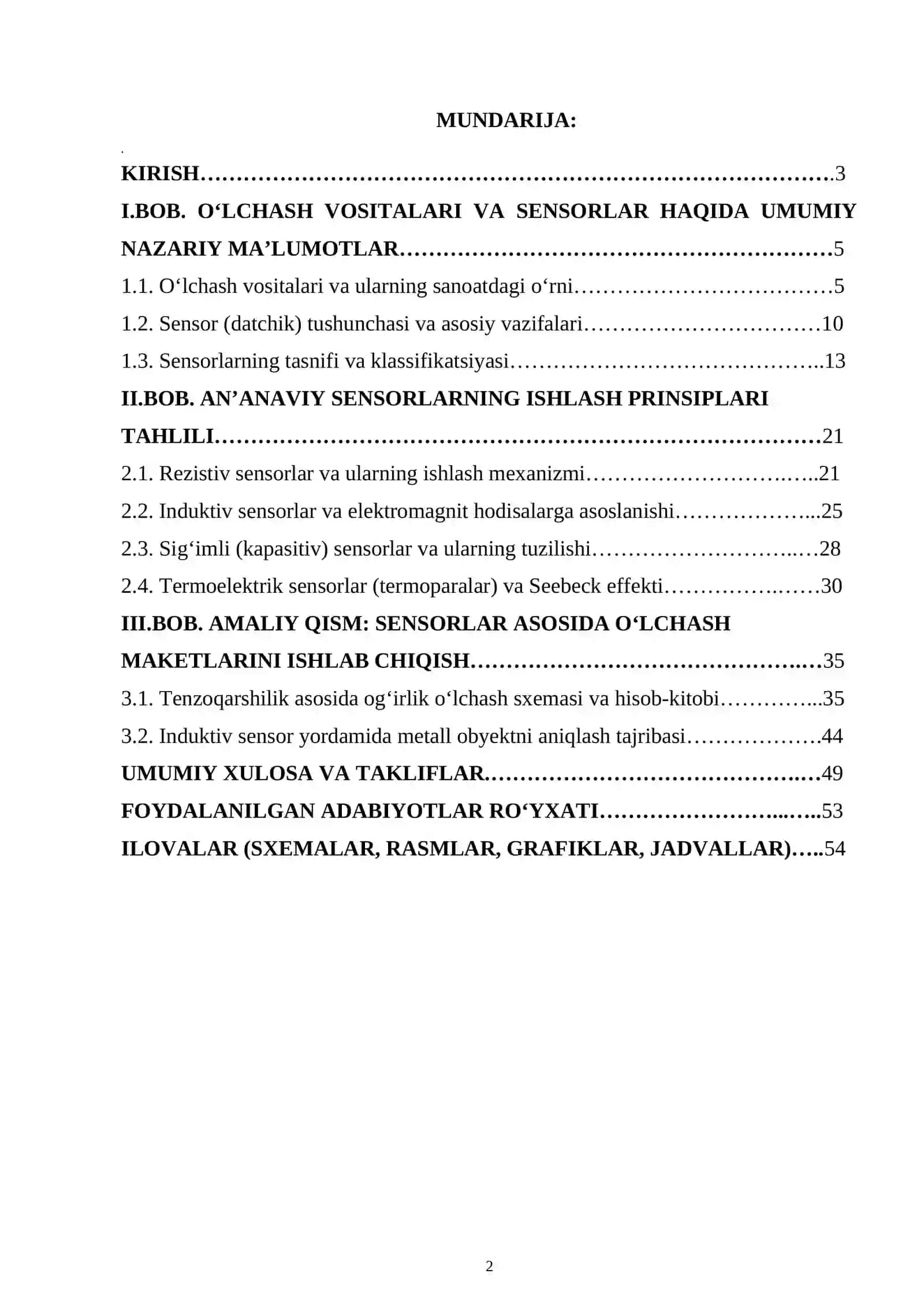O'lchash vositalarida an'anaviy sensorlar va ularning ishlash prinsiplari tahlili.1 2
