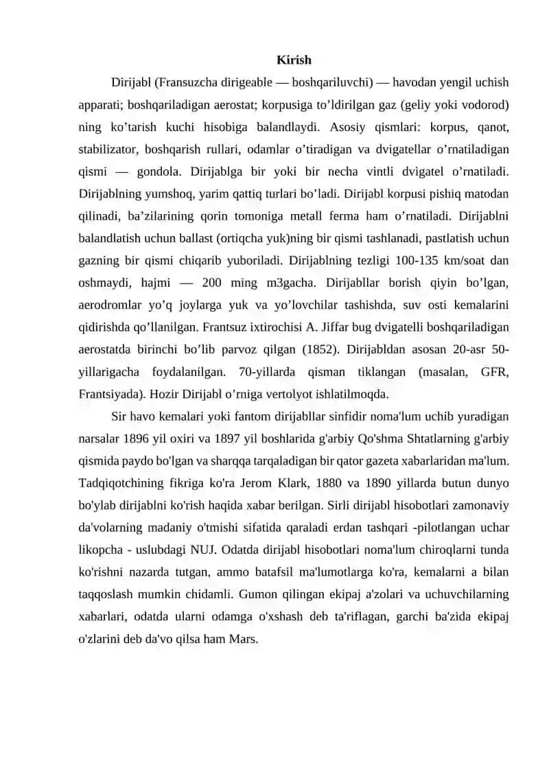 Dirijabl (Fransuzcha dirigeable — boshqariluvchi) 2
