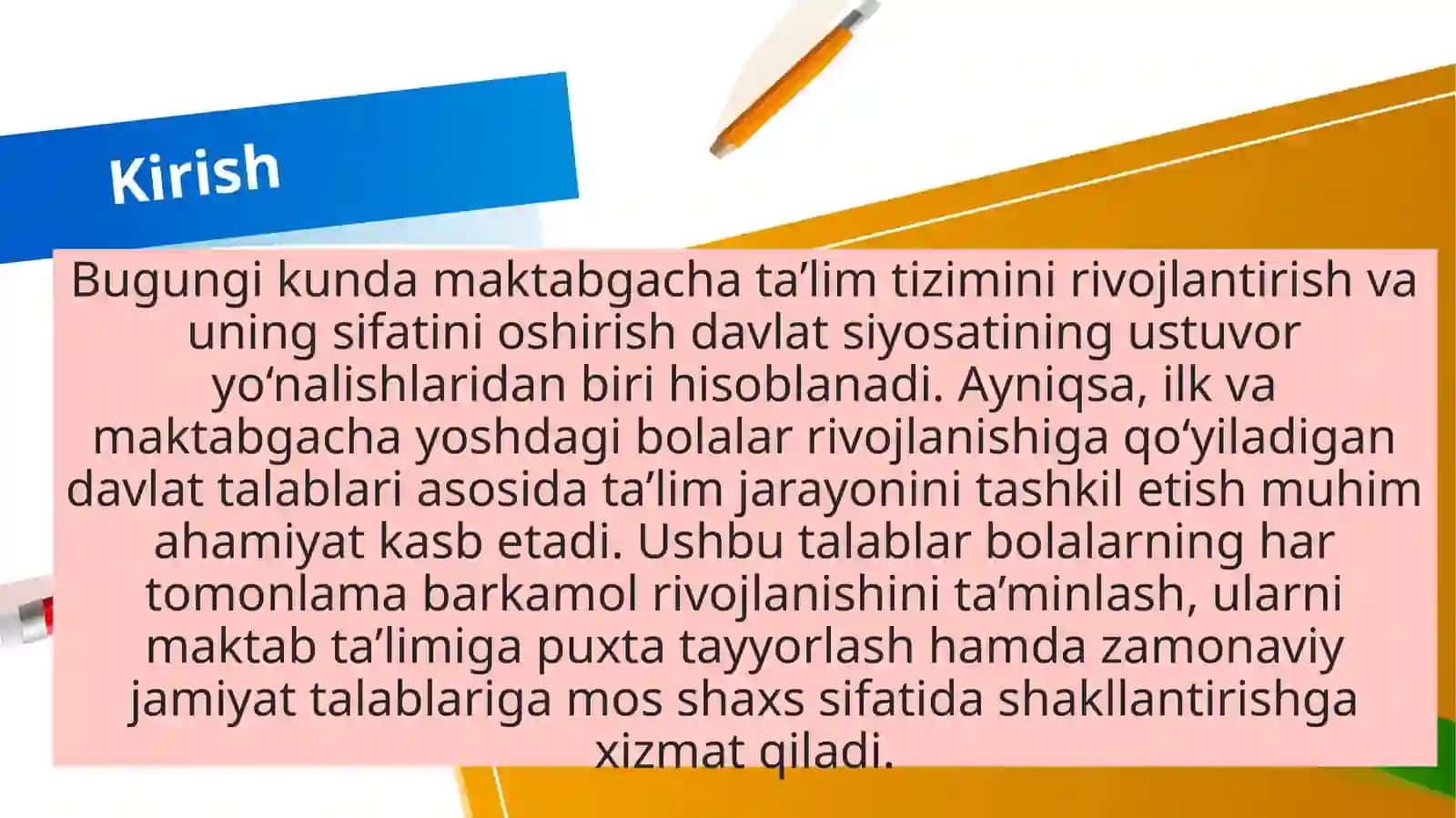 "Ilk va maktabgacha yoshdagi bolalar rivojlanishiga qo’yiladigan davlat talablari asosida ta’lim jarayonini tashkil etish mexanizmi" 2