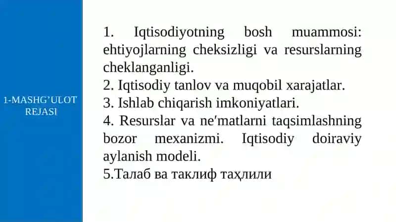 Mikroiqtisodiyot fani 2