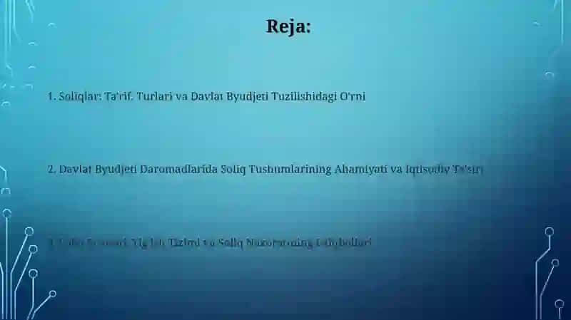 Soliqlar: Ta'rif, Turlari va Davlat Byudjeti Tuzilishidagi O'rni 2