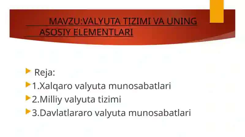 VALYUTA TIZIMI VA UNING ASOSIY ELEMENTLARI 2