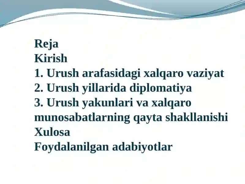 BIRINCHI JAHON URUSHI YILLARIDA XALQARO MUNOSABATLAR VA DIPLOMATIYA 2