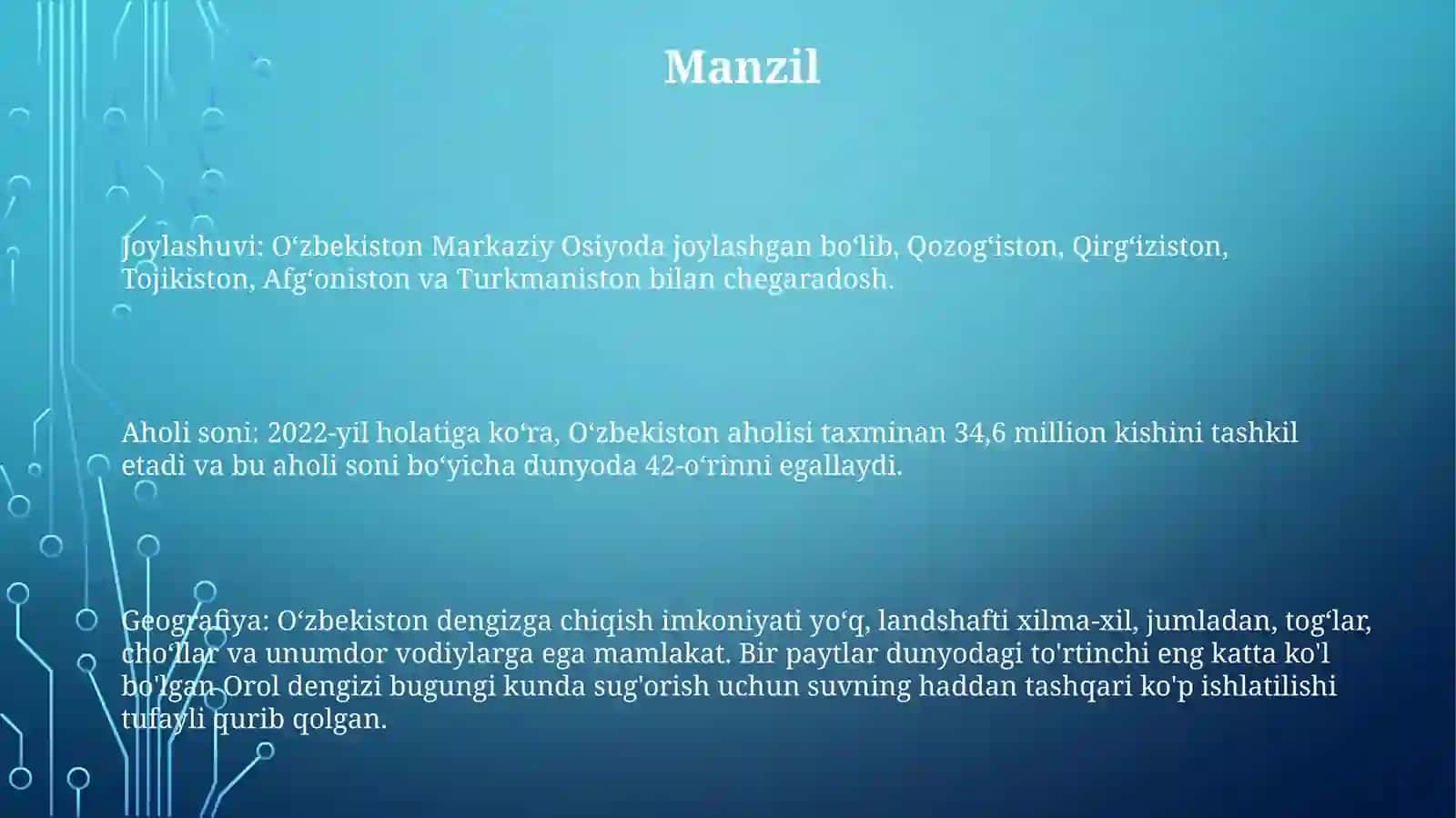 Õzbekiston AholisiVaJoylanishi 2