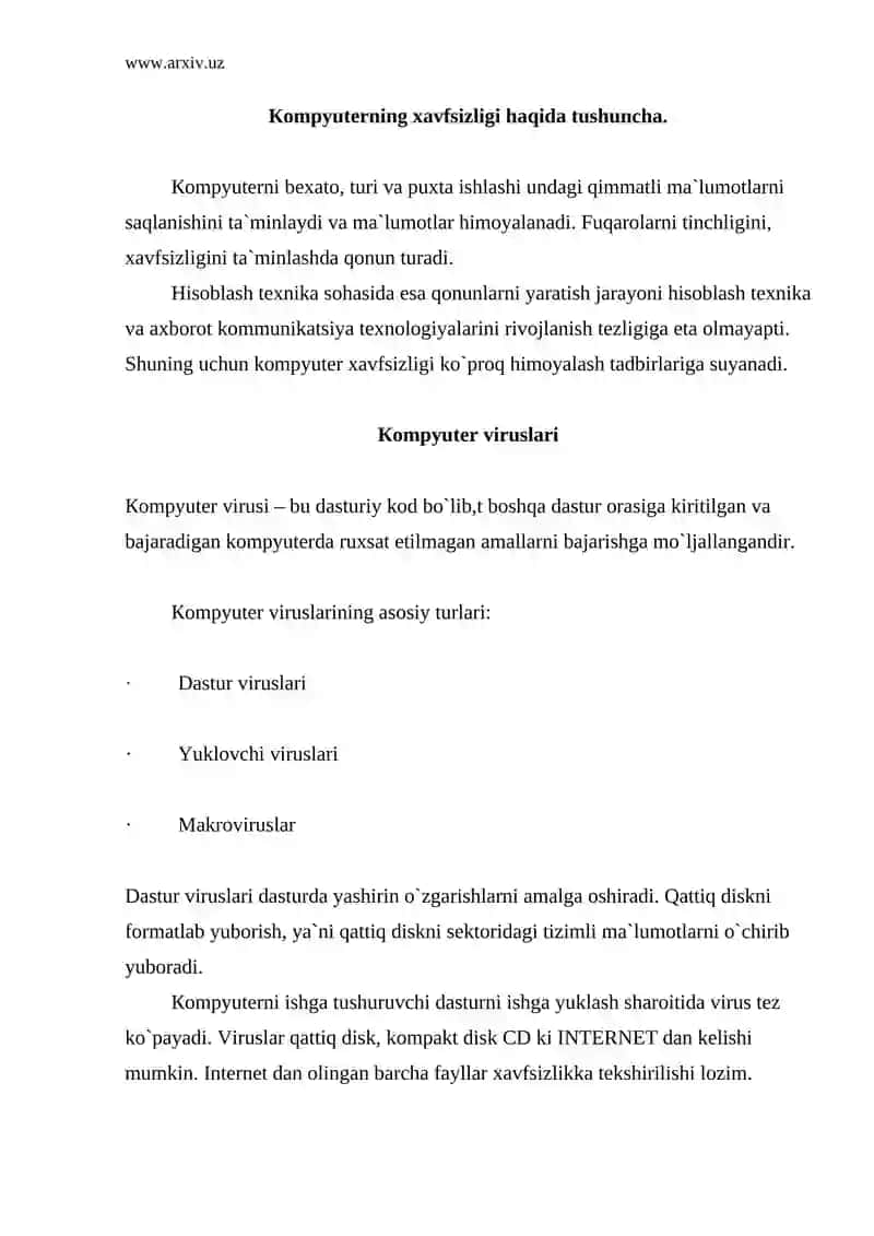 Кompyuterning xavfsizlik masalalari 2