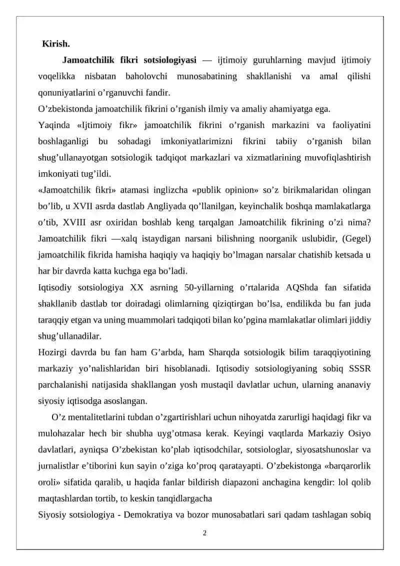 HOZİRGİ ZAMON SOTSİOLOGİYASİNİNG ASOSİY YÒNALİSHLARİ 2