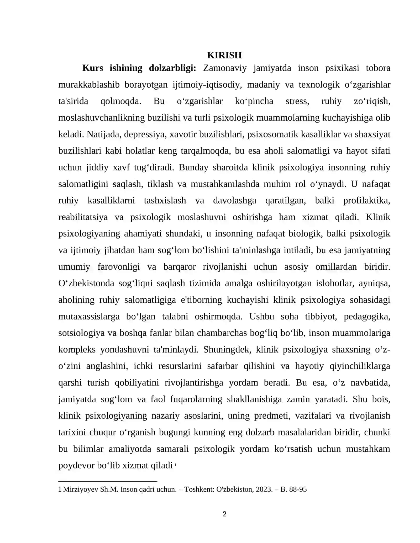 KLINIK PSIXOLOGIYANING PREDMETI, VAZIFALARI VA RIVOJLANISH TARIXI 2