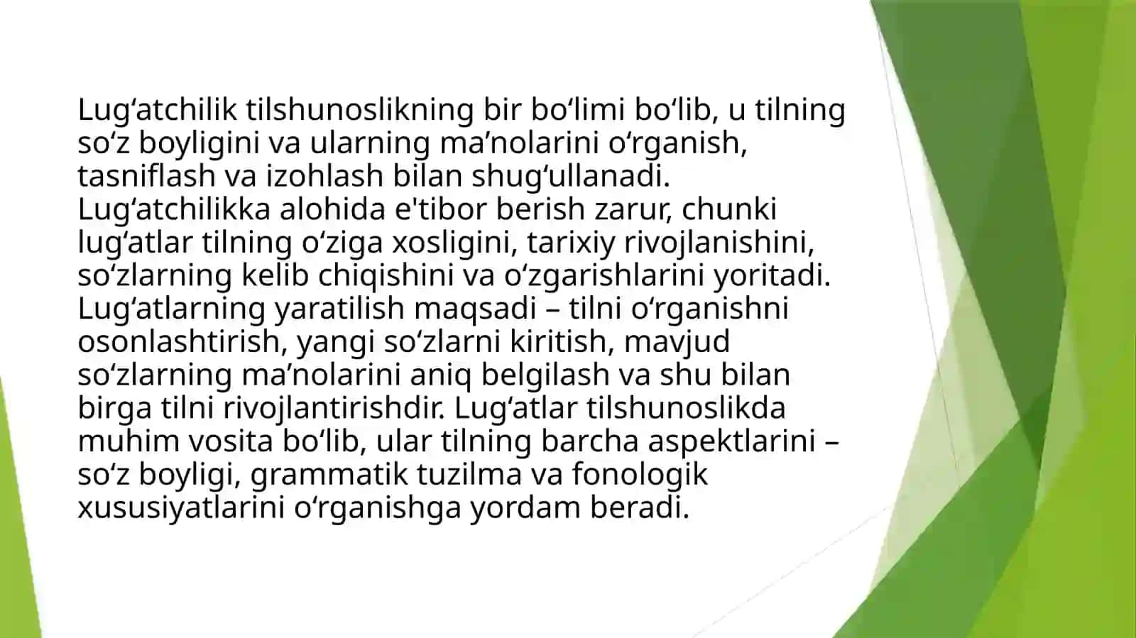 Lug’atchilik. Lug’atlarning yaratilishi va ularda grammatik masalalari 2