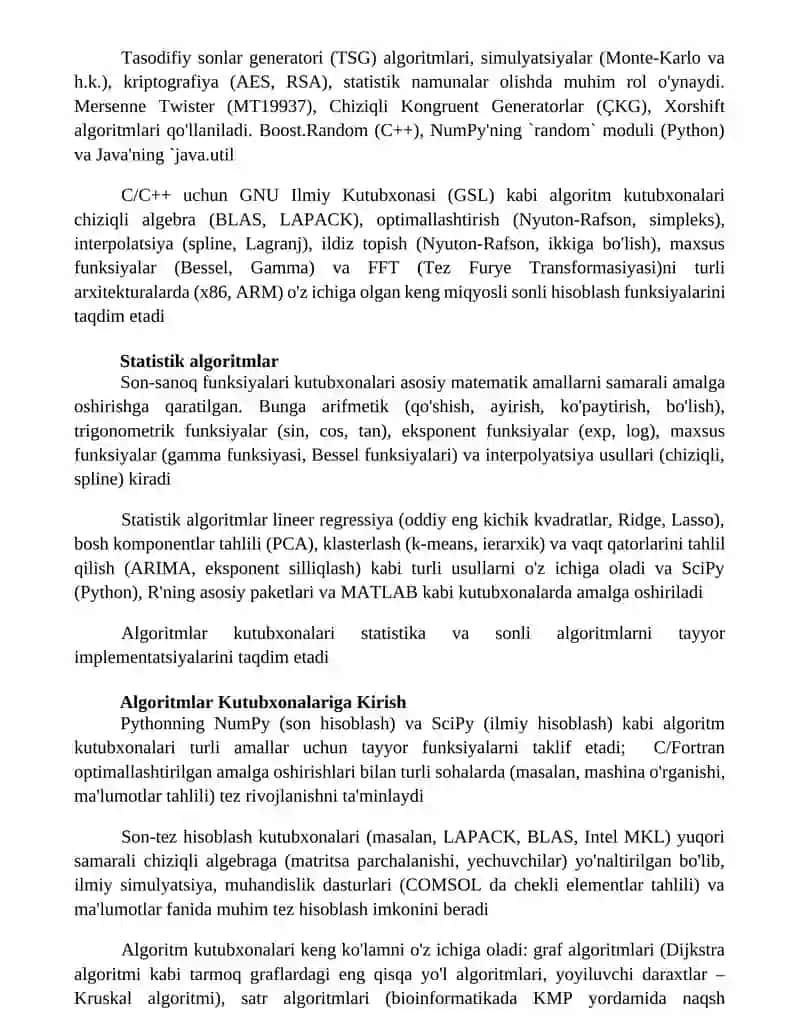 Algoritmlar kutubxonasi. Sonli hisoblash funksiyalarining kutubxonasi 2