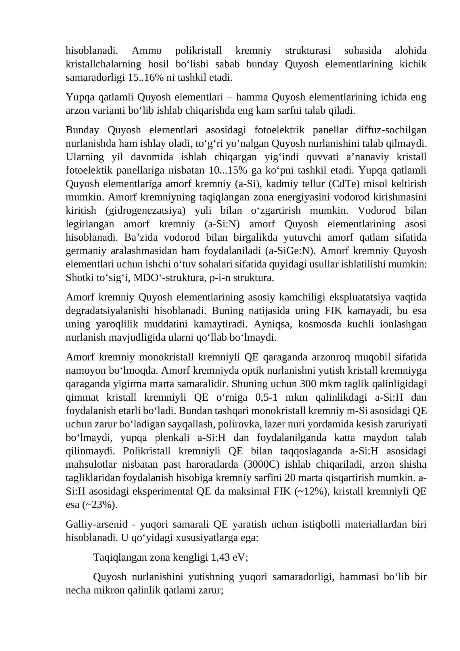 Quyosh elementlari: zamonaviy holati va rivojlanish istiqbollari 2