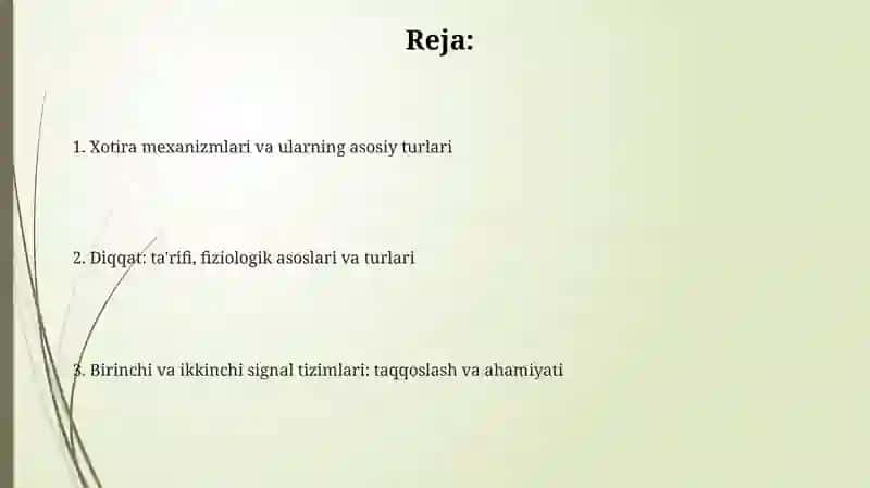 Xotira mexanizmlari Diqqat 1va2signaltizimi 2