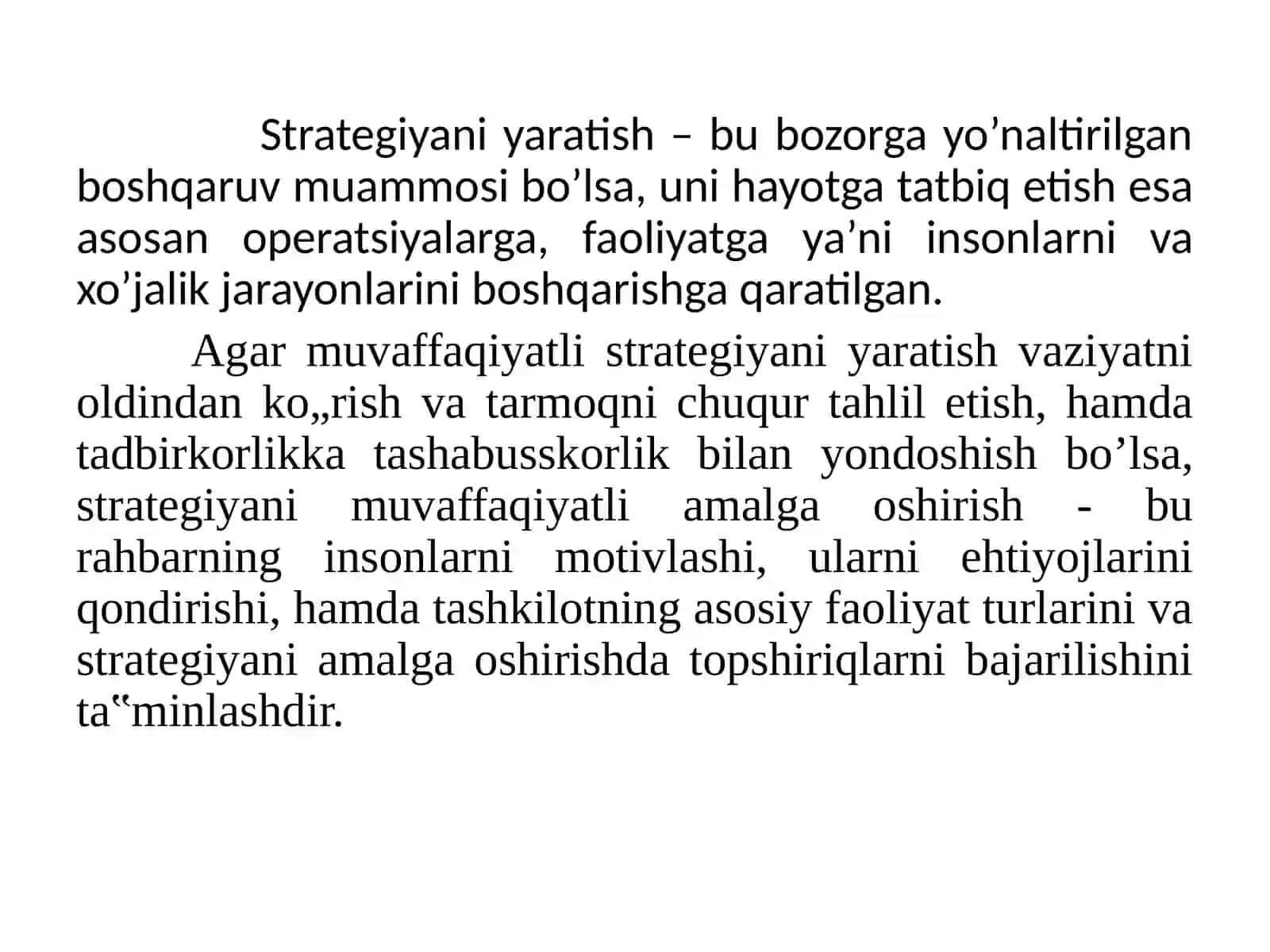 KOMPANIYANING BOSH QIYMATLARINI YARATISH 2