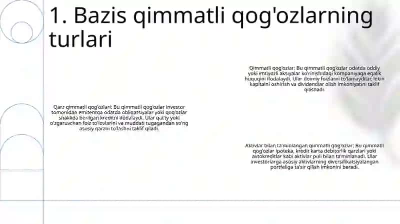 Bazaviy (Qarz Va Ulush Munosabatlarini Ifodalovchi) Qimmatli Qog'Ozlar 2