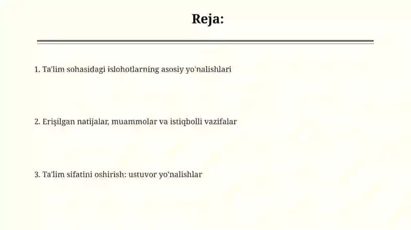 Ta'lim sohasidagi islohotlarning asosiy yo'nalishlari 2