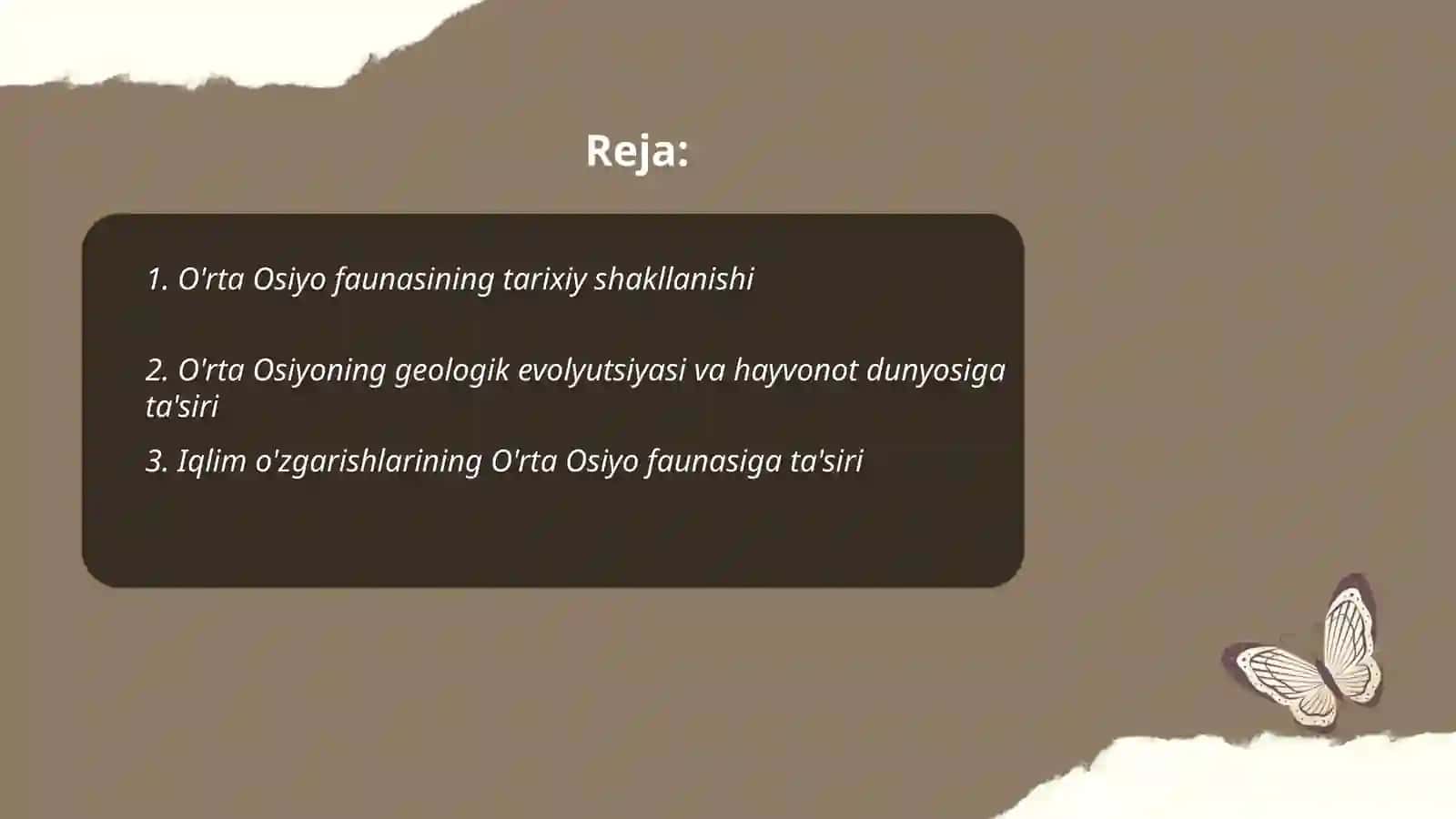 O'rta Osiyo faunasini shakllanishi, hayvonot dunyosini o'rganishda biogeografik dalillarning ahamiyati 2