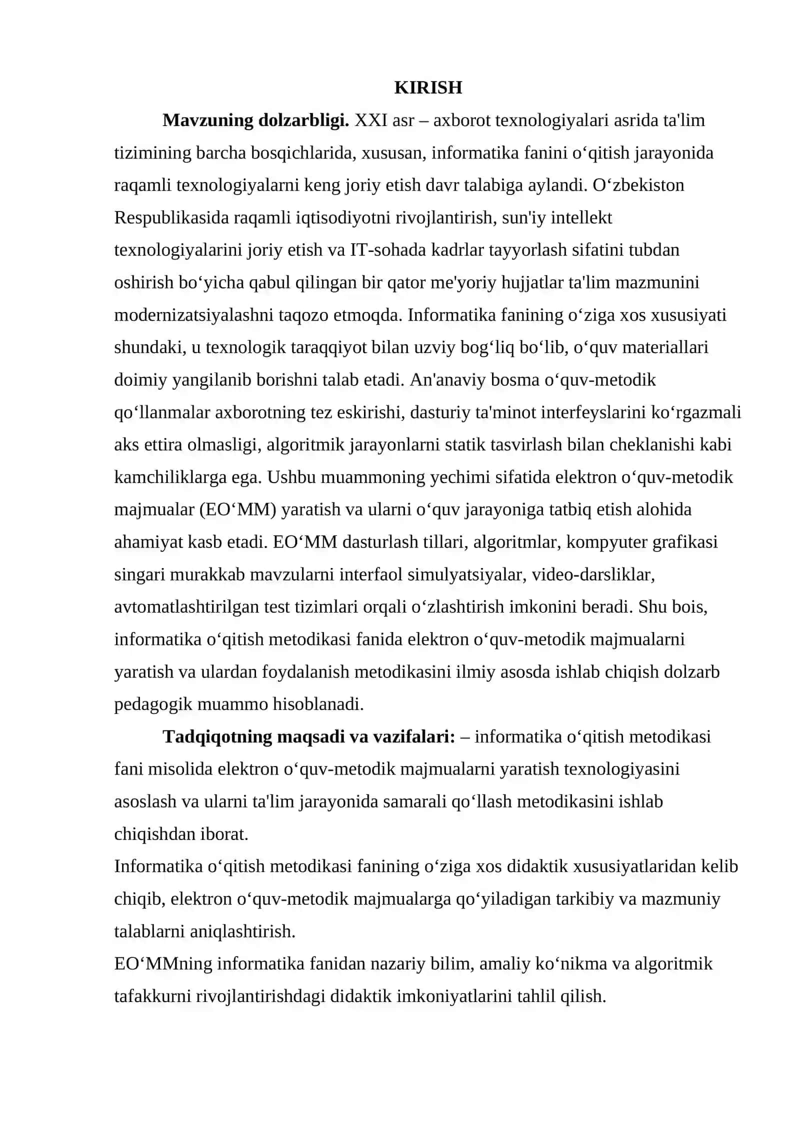 Elektron oʻquv-metodik majmualarni yaratish va ularni ta'lim jarayonida qoʻllash metodikasi. 2