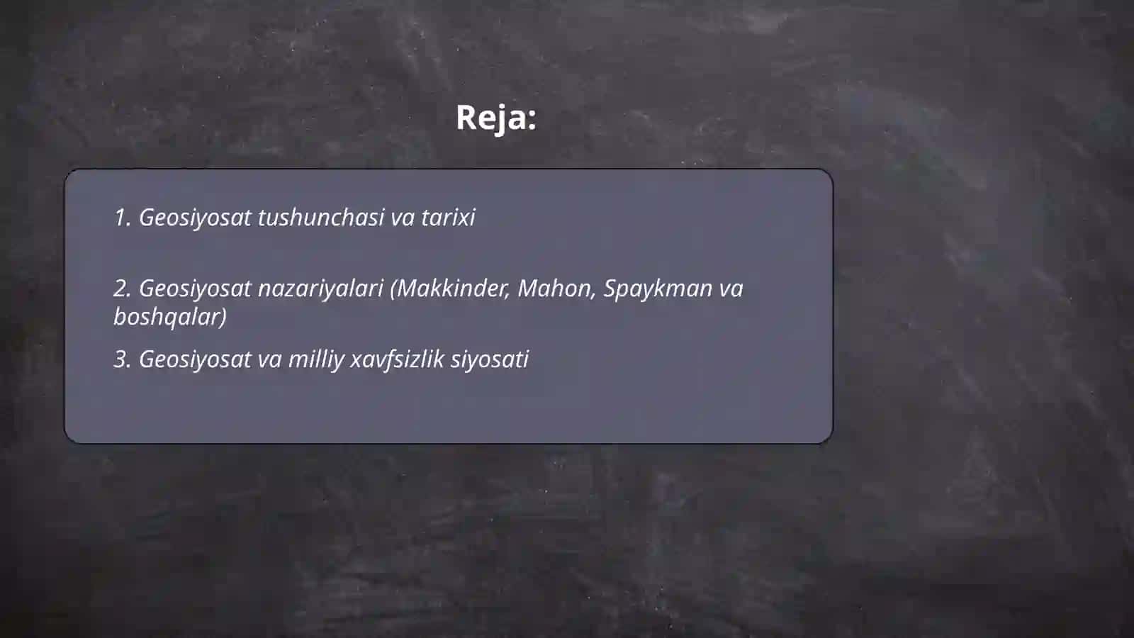 Geosiyosat tushunchasi va uning xalqaro munosabatlarga taʼsiri Mutalipov Xabib 2