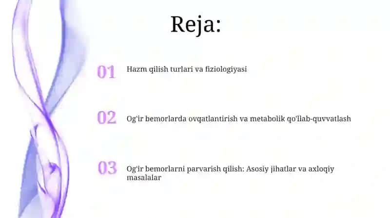Ovqat hazim qilish turlari va ogir bemorlarga parvarish korsatish 2