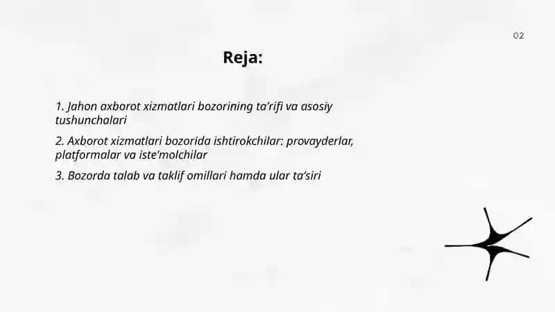 Jahon axborot xizmatlari bozori: asaosiy tushunchalari 2