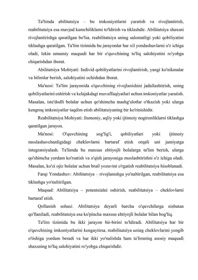 TA'LIM VOSITASIDA ABILITATSIYA VA REABILITATSIYANING MOHIYATI VA MA'NOSI 2