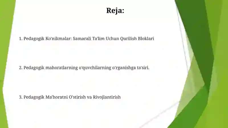 Pedagogik Ko'nikmalar: Samarali Ta'lim Uchun Qurilish Bloklari 2