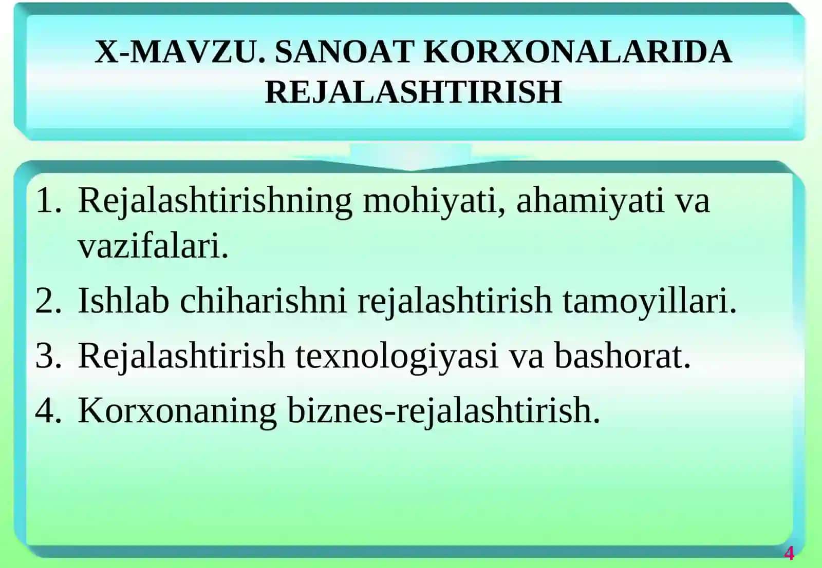 SANOAT KORXONALARIDA REJALASHTIRISH 2