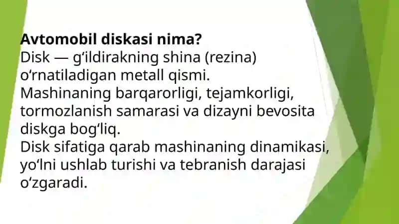 Avtomobil diskalari turlari, xususiyatlari va belgilari 2