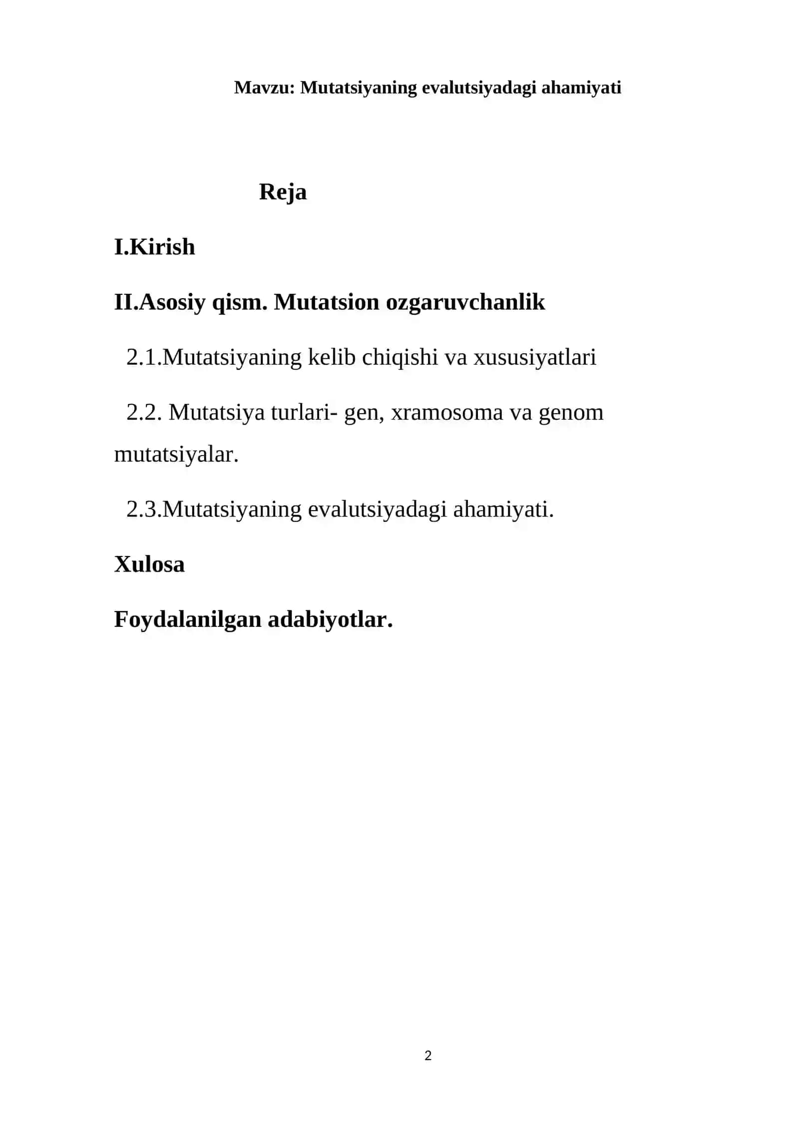 Mutatsiyaning evalutsiyadagi ahamiyati 2