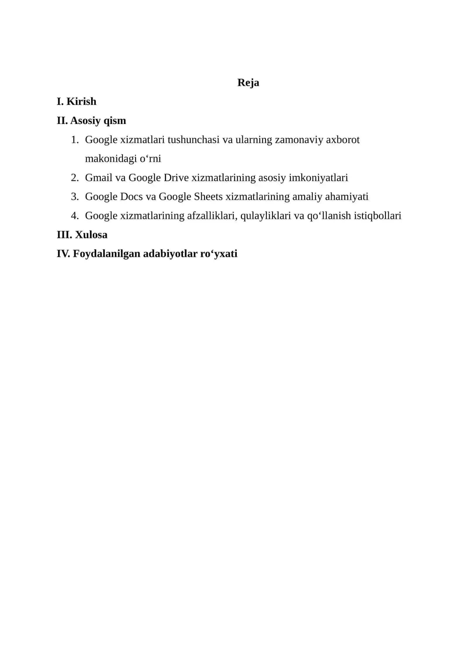 GOOGLE XIZMATLARI: GMAIL, DRIVE, DOCS, SHEETS 2