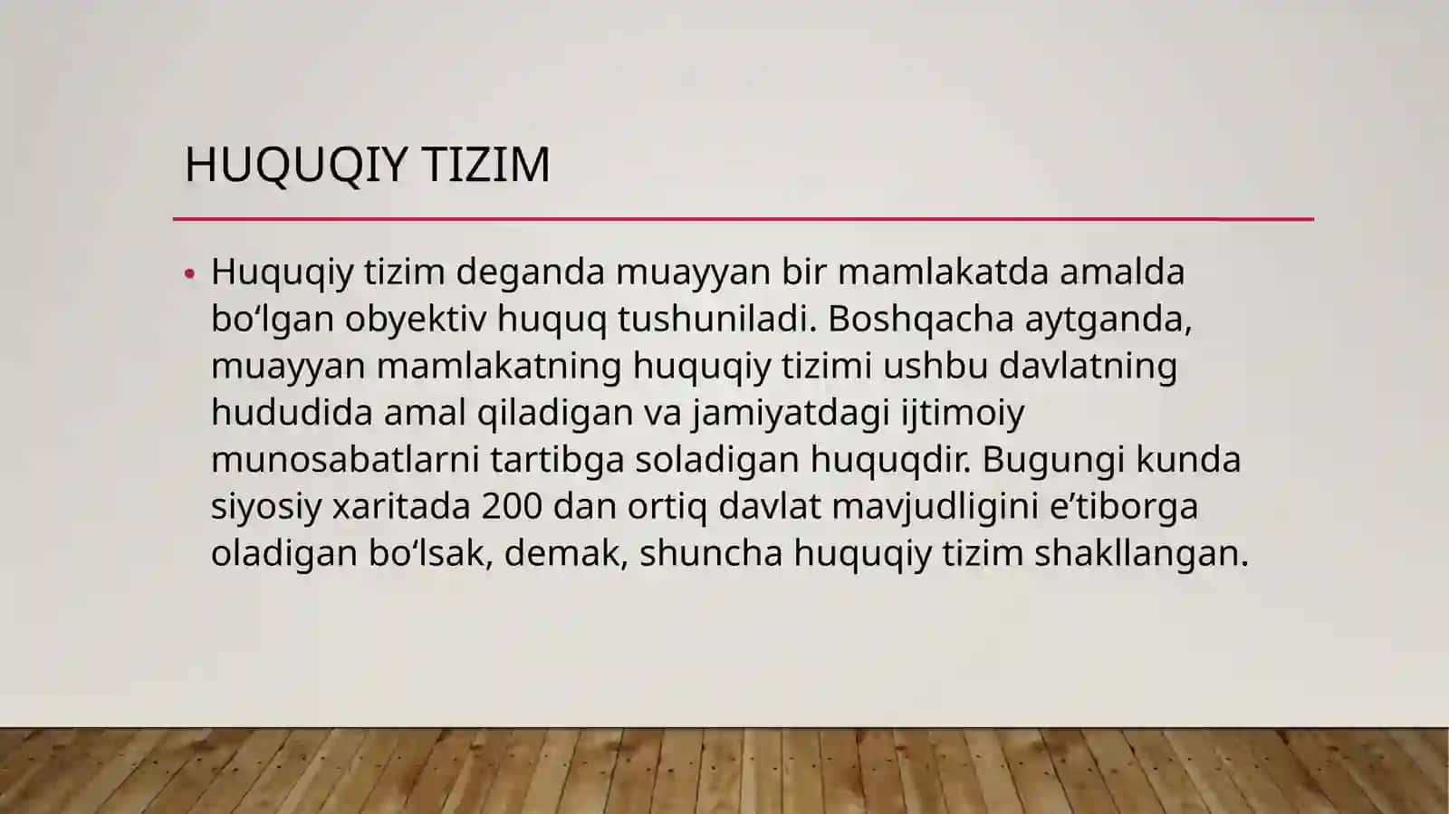 HUQUQ TIZIMI VA HUQUQIY TIZIM 2
