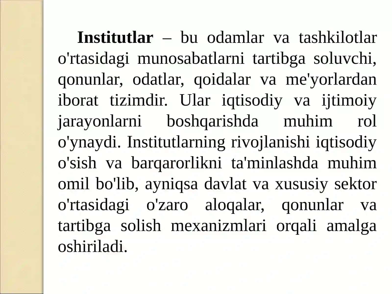 Institutlarning rivojlanishi. Byudjet va marketing kommunikatsiyasi samaradorligi 2