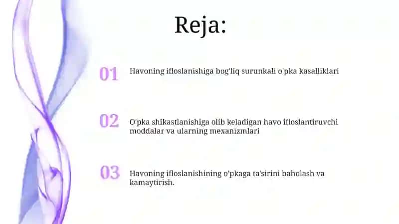 Havo ifloslanishining òpka patologiyasidagi ahamiyati, patologik fiziologiya fanidan 2
