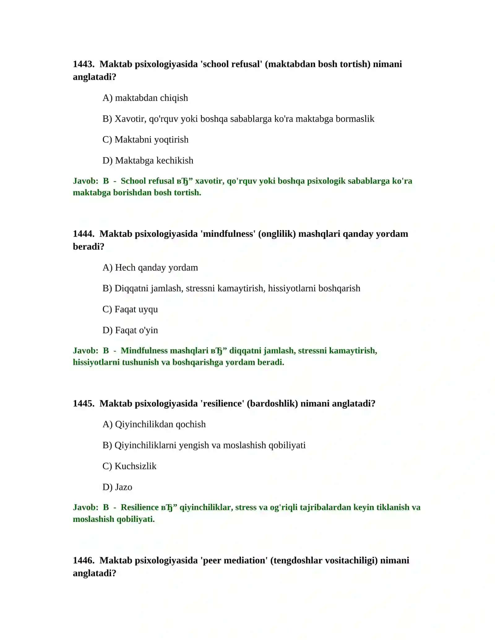 MAKTAB PSIXOLOGIYASI TEST SINOVLARI 2